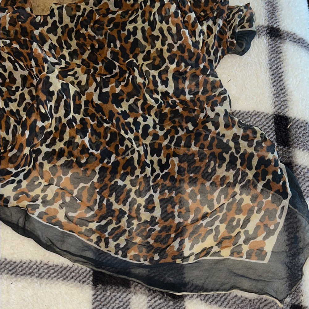 Leopard Print Sheer Scarf